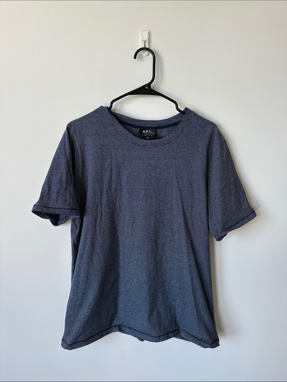 A.P.C. Men's Heathered Navy Short-Sleeve Tee